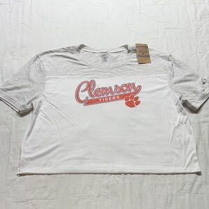 Clemson Tigers Women’s White Mesh Yoke NCAA Official Game Day T-Shirt XL NWT